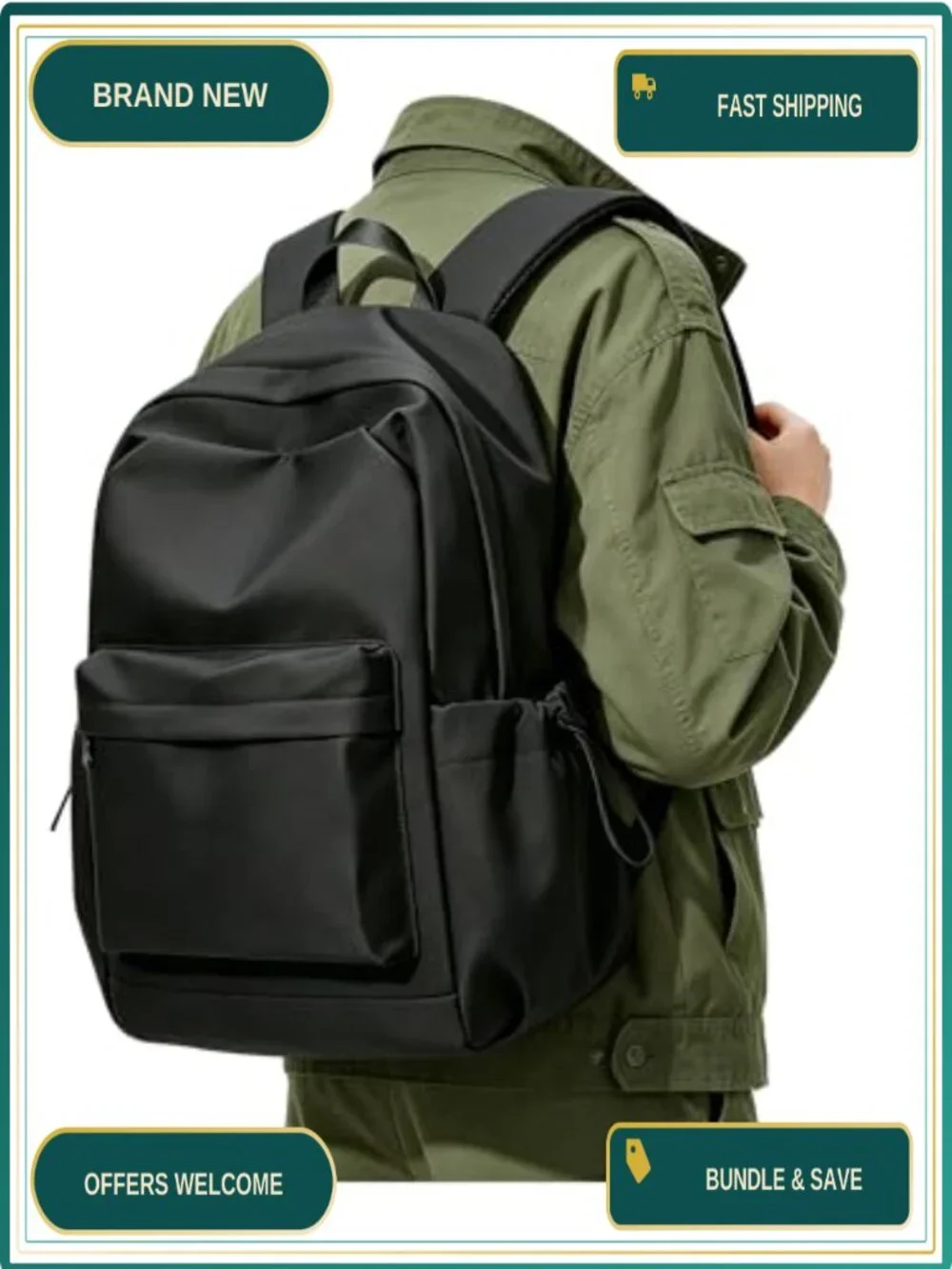 Water-Resistant Nylon Small Backpack for School, Teens, 14